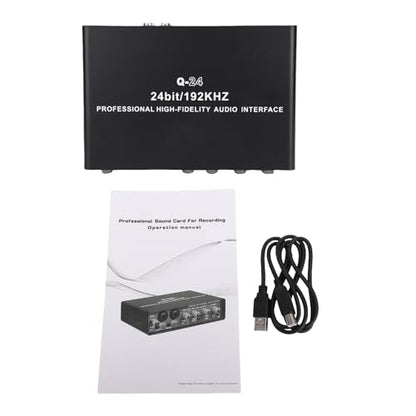 USB Audio Interface, 2 Channel Recording Interface with XLR TRS Phantom Power for Guitar Bass Microphone, Studio Quality 24 Bit 192KHz Sound Card for Streaming Podcasting Music