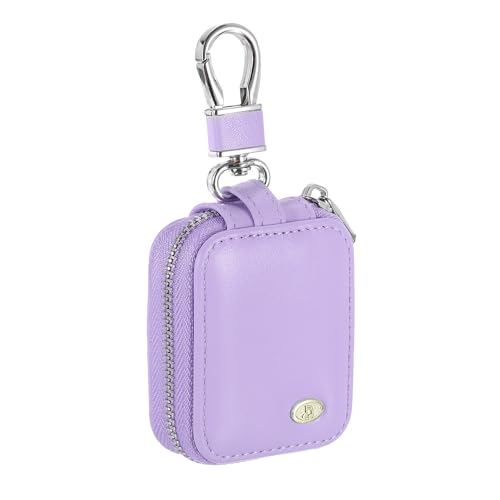 HARFINGTON Earbuds Cases, Earphone Case Holder, PU Leather Ear Buds Case Zipper Organizer Small with Mesh Pocket for USB Cable, Wireless Wired Earphones, Purple - color: Purple