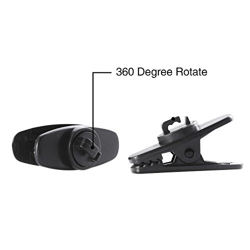 BBTO 20 Pieces Clips for Earphone Wire 360 Degree Rotate Black Earphone Cable Clothing Clip for Fixing Headphone Wire (1.18 Inches)