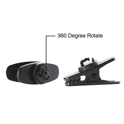 BBTO 20 Pieces Clips for Earphone Wire 360 Degree Rotate Black Earphone Cable Clothing Clip for Fixing Headphone Wire (1.18 Inches)