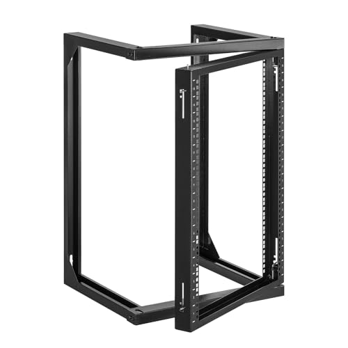 VEVOR 15U Open Frame Server Rack, Free Standing or Wall Mount Rack with 180 Degrees Gate Swing, Network Rack for 19" IT Equipment & A/V Devices - size: 15U Wall Rack