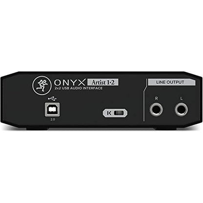 Mackie Onyx Artist 1-2 USB Audio Interface 2-in/2-out USB 2.0, 24-bit/192kHz, with 1 Onyx Mic Preamp and Zero-Latency Monitoring with Gravity Phone Holder and XLR, 1/4in Cable PK2 Bundle