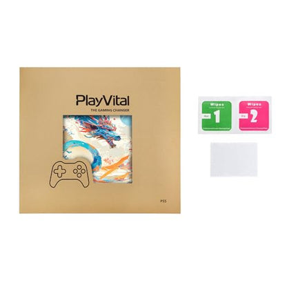 PlayVital Full Set Skin Sticker for ps5 Slim Console Disc Edition (The New Smaller Design), Vinyl Skin Decal Cover for ps5 Controller & Headset & Charging Station - Dragon's Elysium - color: Dragon's Elysium