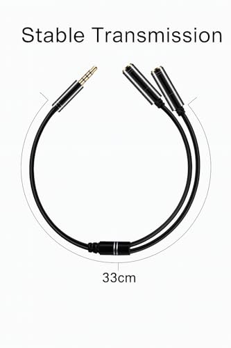 D & K Exclusives Headphone Splitter Adapter, 3.5mm Male to Dual Female Mic & Audio Y Cable, AUX Jack for Headset Complatible with Laptop, PC, PS4/5, Smartphone – Gold-Plated