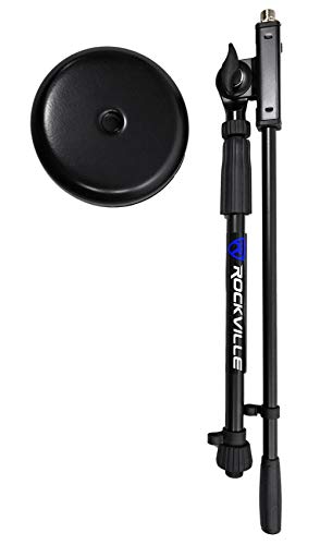 Rockville Desktop Microphone Stand for Podcast Recording & Studio with Round Base and Boom Arm