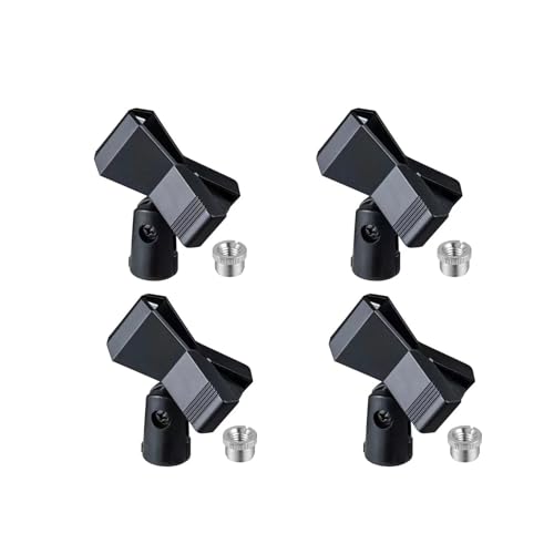 Microphone Clip Holder, 4-Pack | 5/8" to 3/8" Thread Adapter, Studio Recording, Podcast, Karaoke - size: Regular