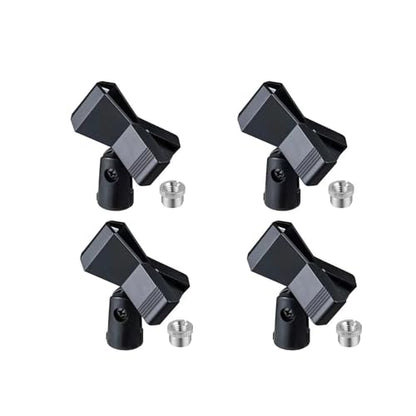 Microphone Clip Holder, 4-Pack | 5/8" to 3/8" Thread Adapter, Studio Recording, Podcast, Karaoke - size: Regular