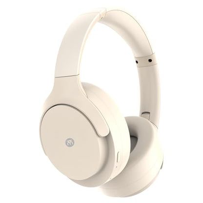 Hybrid Active Noise Cancelling Bluetooth Headphone, 40db Premium Overhead, 75H Playtime, Auracast, 5Mic Clear Call, USB-c &3.5mm Audio, Low-Latency, for TV Work Airplane (Beige) - color: Beige