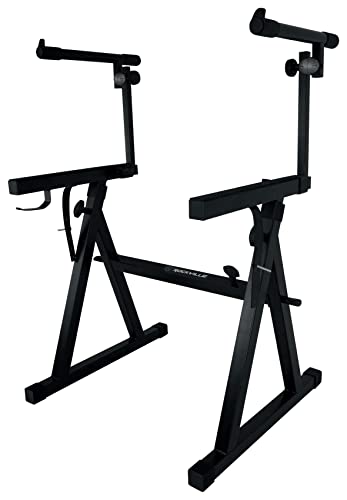 Rockville Z55 Z-Style 2-Tier Piano Keyboard Stand w/ Bag & Headphone Hook – Portable & Sturdy, Height & Width Adjustable, Fits 54/61/76/88-Key Electric Pianos & Keyboards – 250 lb Capacity | Includes Travel Bag, 250 lb Capacity, Headphone Hook, Anchoring