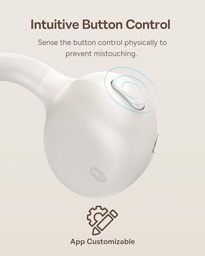 Baseus Bowie MC1 Open Ear Clip-On Earbuds, Adaptive Comfort with Anti-Drop Design, Impactful Sound with Adaptive Bass Boost, Adaptive Noise Cancelling Calls, IP57 Waterproof, 40H Playtime, Lightweight - color: White