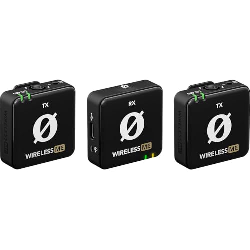 RØDE Wireless ME Dual Set Ultra-Compact Wireless Microphone System with Built-in Microphones, GainAssist Technology and 100m Range for Filmmaking, Interviews and Content Creation (Black) - style: WIME Dual
