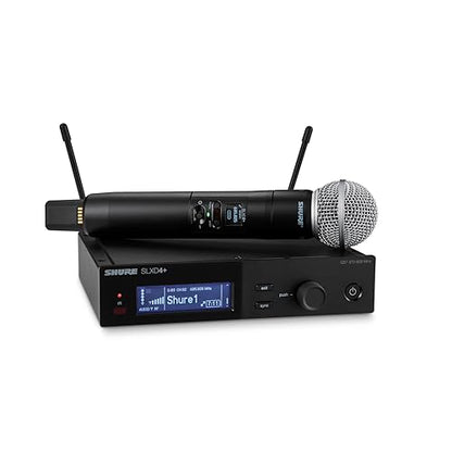 Shure SLXD24+ Wireless System with SM58 Capsule - G57 Band | Vocal system with SLXD4+ receiver and SLXD2+ handheld; Bluetooth monitoring and feedback reduction for live use - style: SM58 Capsule