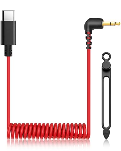 Microphone Adapter Mic Cable for Rode Wireless Pro GO 2 / ME USB C to 3.5mm Coiled Cable for Hollyland Lark M1 / M2 / MAX / 150 / MAX Duo DAC Android iPhone 15 17 Pro Max 16e 15 Plus Phones ﻿
