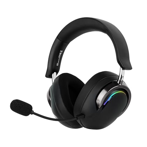 MechLands AULA A700 Wireless Gaming Headset with 7.1 Surround Sound, 50mm Driver, 2.4GHz/BT/Wired, Gaming Headphone with Noise Canceling Mic, RGB Light, 40H Battery, for PS4/PS5/PC/Switch (Black Grey) - color: Black Grey