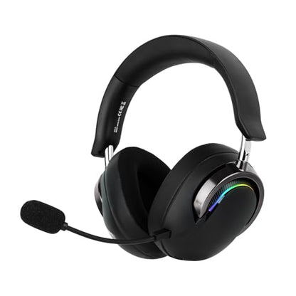 MechLands AULA A700 Wireless Gaming Headset with 7.1 Surround Sound, 50mm Driver, 2.4GHz/BT/Wired, Gaming Headphone with Noise Canceling Mic, RGB Light, 40H Battery, for PS4/PS5/PC/Switch (Black Grey) - color: Black Grey
