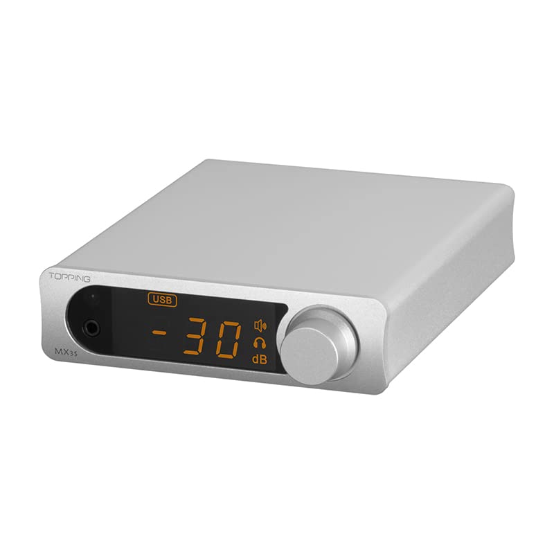 Topping MX3S DAC Amplifier Support Bluetooth Input 62W*2 Merus Class D 700mW*2 HPA Power Auto On/Off with Remote Control (Silver) - color: Silver