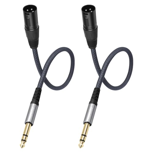 2 Pack 1/4 TRS to 3Pin XLR Male Auido Cable,6.35mm TRS to XLR Male Braid Quarter inch Balanced Cable for Mixer Power Amplifier-1Feet - color: 1/4 TRS To XLR M, size: 1Feet(2Pack)