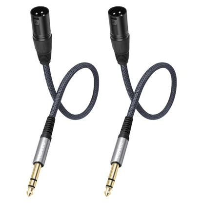 2 Pack 1/4 TRS to 3Pin XLR Male Auido Cable,6.35mm TRS to XLR Male Braid Quarter inch Balanced Cable for Mixer Power Amplifier-1Feet - color: 1/4 TRS To XLR M, size: 1Feet(2Pack)
