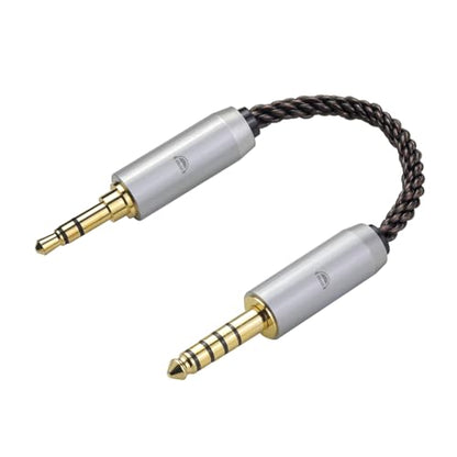 4.4MM Male to 3.5MM Male Ultra Short Hifi Audio Cable - OFC Pair Recording Cable - 8-Core Braided Structure - 5.82 inch - size: 4.4MM Male - 3.5MM Male