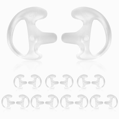 8-Pair Two Way Radio Ear Mold Replacement Soft, Pro-Grade Covert Surveillance Earbud, Silicon Earmold Earplug Compatible with Acoustic Coil Tube Earpiece(16pcs) - color: White
