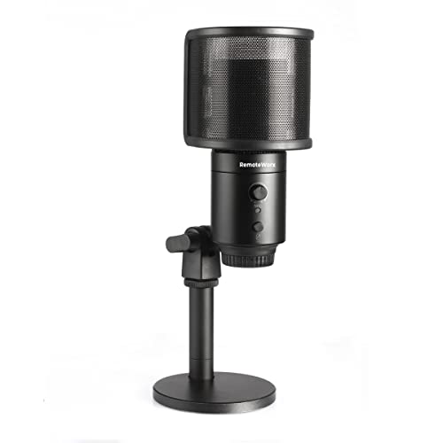 VCM10 Studio Quality USB Microphone for Video Calls, Podcasting, Live Streaming, Gaming & Recording, Headphone Output and Volume Control, Mute Button, Windscreen, Black