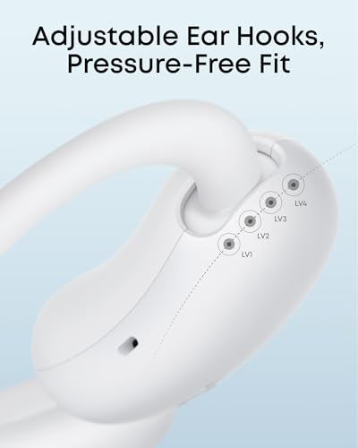 Soundcore AeroFit 2 by Anker Open Ear Earbuds, Open Ear Headphones, Earbuds | Real-Time Translation, 4 Adjustable Positions, 42H Playtime, Rich Bass, Hi-Res, IP55, AI Clear Calls, Wireless Charging - color: White, style: Standard