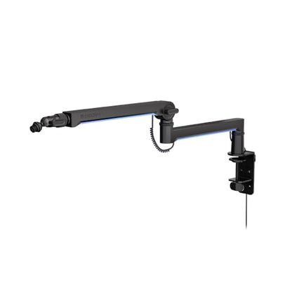 ENDORFY Broadcast Low Profile RGB Boom Arm, Premium Low Profile Microphone Smartfone and Light Arm with Cable, Rotatable, LED Lights with Controller