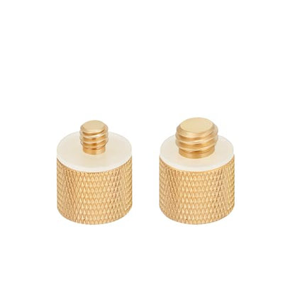 2 Pack Camera Screw Adapter, 1/4" Male to 3/8" Female & 3/8" Male to 1/4" Female Thread Adapter Set for Tripod Stand, Microphone Stand, Mic Mount, and Camera Monitor (Brass)