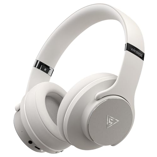 DOQAUS Bluetooth Headphones Over the Ear Wireless with 90H Playtime & 3 EQ Modes, HiFi Deep Bass, Premium Memory Foam & Mic for Travel, Home and Commuting - color: Ice Grey-Matte Textures