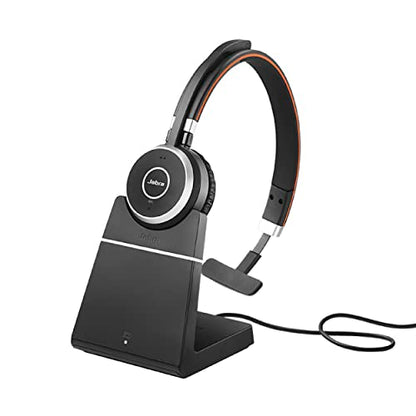 Jabra Evolve 65 SE Mono Wireless Headset - Bluetooth Headset with Noise-Cancelling Microphone, Long-Lasting Battery, and Charging Stand - MS Teams Certified, Works with All Other Platforms - Black - size: MS Teams, style: Mono with Stand