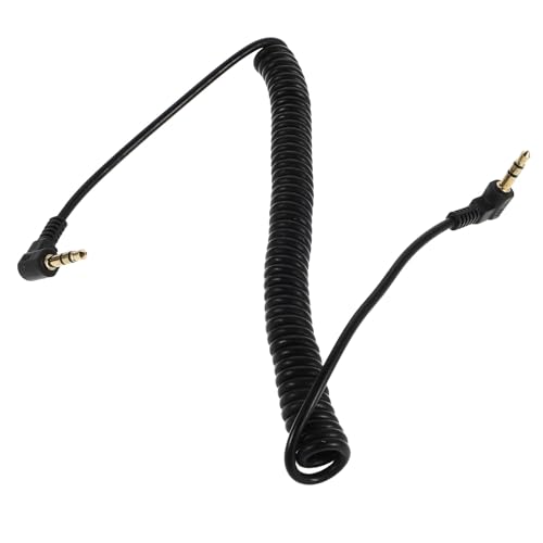 Housoutil Coiled 3.5mm Audio Cable Right Angle Stereo Aux Spring for Car Home Headphones and Media Devices