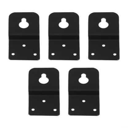 5PCS Speaker Wall Mount Brackets, for heavy-duty Metal Hanger Plate with Keyhole for Bookshelf Surround Sound Speakers, Black, 3.1x1.6 Inch