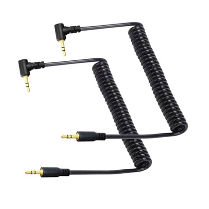 Seadream 2.5mm Angled Audio Cable Coiled ;2Pack Coiled Spring 2.5mm to 2.5mm Angled Male to Male Subminiature Stereo Headset Headphone Jack Gold Plated Connector Wire Cord Plug Cable - style: 2Pack Coiled Angled M to Straight M