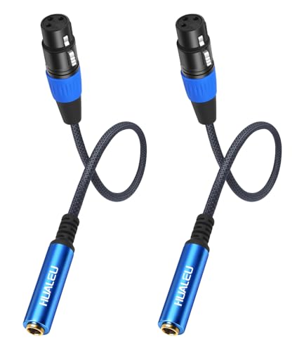 2 Pack Female XLR to 1/4 Cable,Balanced 3 Pin XLR Female to 1/4 Quarter inch TRS 6.35mm Female Microphone Audio Adapter - 1 Feet Blue - color: 1/4 F to XLR F/Blue