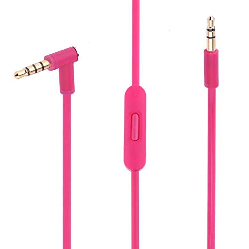 Solo Replacement 3.5mm Audio Cable Cord Wire with in-line Remote Microphone Compatible with Beats by Dr Dre Headphones Solo/Studio/Pro/Detox/Wireless/Mixr/Executive/Pill Suppot iOS System (Pink) - color: Pink
