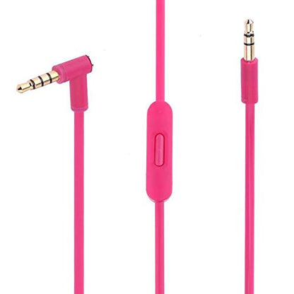 Solo Replacement 3.5mm Audio Cable Cord Wire with in-line Remote Microphone Compatible with Beats by Dr Dre Headphones Solo/Studio/Pro/Detox/Wireless/Mixr/Executive/Pill Suppot iOS System (Pink) - color: Pink