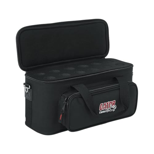 Gator Cases GM-12B Carry Bag with Foam Drops for Up to 12 Wired Microphones - size: (12) Wired Microphones (Nylon), style: (12) Wired Microphones (Nylon)