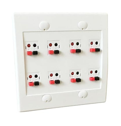DIYTECH Premium 8 Speaker Wall Plate, Speaker Plug, Supports 8 Speaker Configurations, Speaker Port for Wall Speaker Wire, Speaker Wire in Wall, Wire Wall Plate - 2 Gang Screwless - size: 8 Speaker