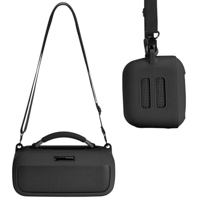 Silicone Protective Case for Bose SoundLink Max Wireless Bluetooth Speaker with Adjustable Shoulder Strap Durable Lightweight and Stylish (Black) - color: Black