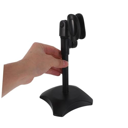 Mikinona Heavy Duty Adjustable Desktop Microphone Stand round Base, Compact Height Adjustable Mic Holder for Handheld and Heavyweight Microphones, for Video Conferences and Interviews