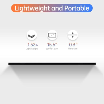 ForHelp 15.6inch Portable Monitor,1080P USB-C HDMI Second External Monitor for Laptop,PC,Mac Phone,PS,Xbox,Swich,IPS Ultra-Thin Zero Frame Gaming Display/Premium Smart Cover | 15.6" FHD IPS ultra-slim zero-frame, USB-C/HDMI, smart cover, for PC/Mac/Phone/