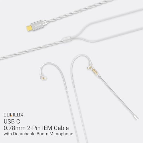 USB Type C 2-Pin 0.78mm IEM Cable with Microphone, Silver Plated OFC Wires Replacement Cable with Detachable Boom MIC for Wan'er S.G, ZS10 Pro, ZS10 Pro X, ZSN PRO, ZSX, 4 Feet - style: USB C