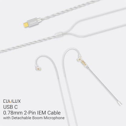 USB Type C 2-Pin 0.78mm IEM Cable with Microphone, Silver Plated OFC Wires Replacement Cable with Detachable Boom MIC for Wan'er S.G, ZS10 Pro, ZS10 Pro X, ZSN PRO, ZSX, 4 Feet - style: USB C