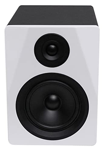 Rockville 2 DPM5W 5.25" White Powered Studio Monitors with RRS190S Pads | 150W Peak / 75W RMS Each, Class D Bi-Amped, XLR/TRS/RCA Inputs, DSP, 1" Neodymium Tweeter, 3-Angle Isolation Pads, 4-Items