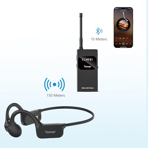 Swimming Headphones, Bone Conduction Open Ear Headset,Stream with Your Swim | IPX8 Waterproof, Bluetooth 5.4, FM Radio, No Need to Download Music, Support Spotify, Waterproof Mic, Open-Ear Design - color: Black