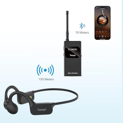 Swimming Headphones, Bone Conduction Open Ear Headset,Stream with Your Swim | IPX8 Waterproof, Bluetooth 5.4, FM Radio, No Need to Download Music, Support Spotify, Waterproof Mic, Open-Ear Design - color: Black