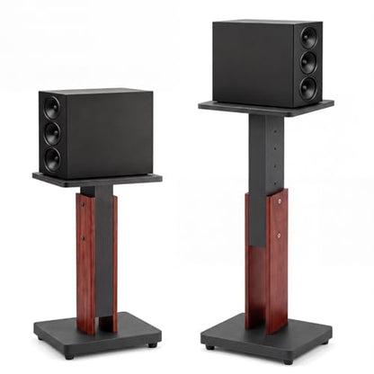 2 Pcs Height Adjustable Speaker Stands 18 to 28 Inches Heavy Duty 50 Lbs Wood Vinyl Record Player Stands Pair for Studio Housewarming Home Decoration