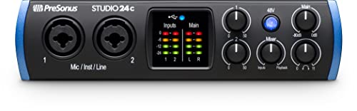 PreSonus Studio 24c 2x2, 192 kHz, USB Audio Interface with Studio One DAW Recording Software | USB Audio Interface with Studio One DAW Recording Software
