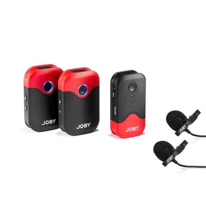 Joby Wavo Air 2.4Ghz Wireless Microphone System with Two Transmitters Designed Mounting System, Vlogging, Filmmaking, Interview, Smartphone, Camera