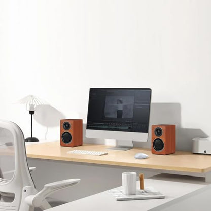 2.1 Computer Speakers with Subwoofer, 100W RMS, Bluetooth 5.3, Brown | A 6.5-inch subwoofer, wood cabinets and silk dome tweeters. AUX/RCA, optical and coaxial inputs for PCs, TVs and turntables. - color: Brown